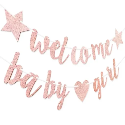 Glitter Welcome Baby Girl Boy Heart Banner Flags Garland for Baby Shower Birthday Gender Reveal Party Background Decoration - Image 4