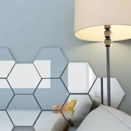 Lots Hexagonal Acrylic Mirror Wall Sticker Mini Mirror Solid Paster Self-adhesive Gold Silver Decals Home Bedroom Art Decoration - Image 3