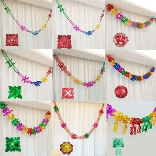 2/4/8Pcs Metalic Foil Garlands Ceiling Hanging Christmas Ornaments Garland Xmas Party Decor Home Decoration Party Supplies - Image 2