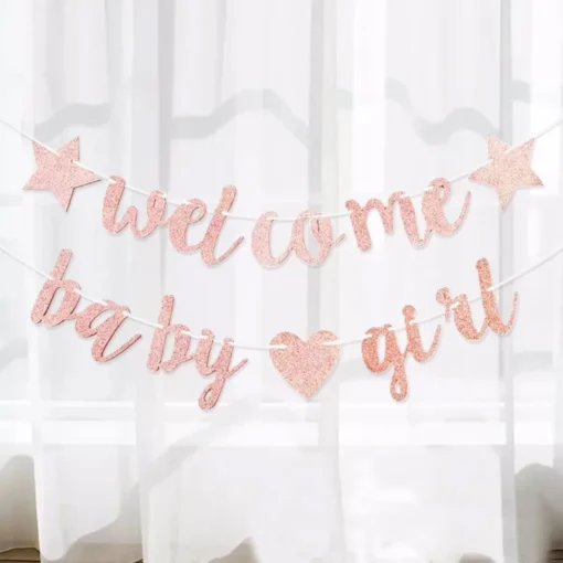 Glitter Welcome Baby Girl Boy Heart Banner Flags Garland for Baby Shower Birthday Gender Reveal Party Background Decoration - Image 2