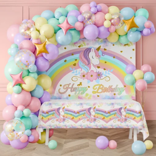 Rainbow Unicorn Disposable Tableware Happy 1st Birthday Party Decorations Kids Favors Gifts Unicorn Baby Shower Girls Supplies - Image 5