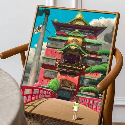 1PC Spirited Away Poster Movie Sticky Posters Retro Kraft Paper Sticker DIY Room Bar Cafe Aesthetic Art Wall Painting - Image 5