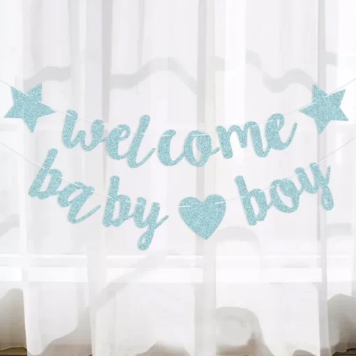 Glitter Welcome Baby Girl Boy Heart Banner Flags Garland for Baby Shower Birthday Gender Reveal Party Background Decoration - Image 5
