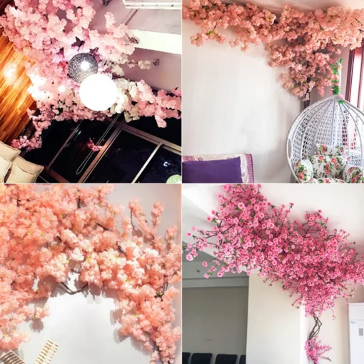 Pink Sakura Artificial Flowers Garland Cherry Blossoms Vines Garden Arch Decor Fake Flower Garland Wedding Party Home Decoration - Image 5