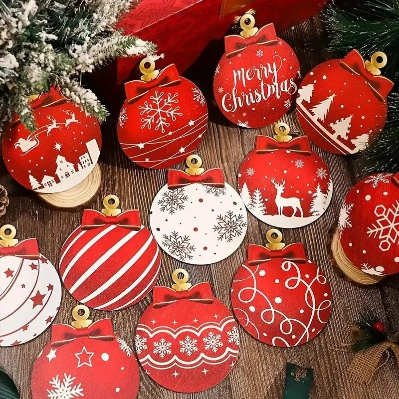 12PCS Christmas Wooden Ornament Hanging Decorations Xmas Ball Gnome Pendant DIY Christmas Tree Craft Home Decor New Year Gifts - Image 5