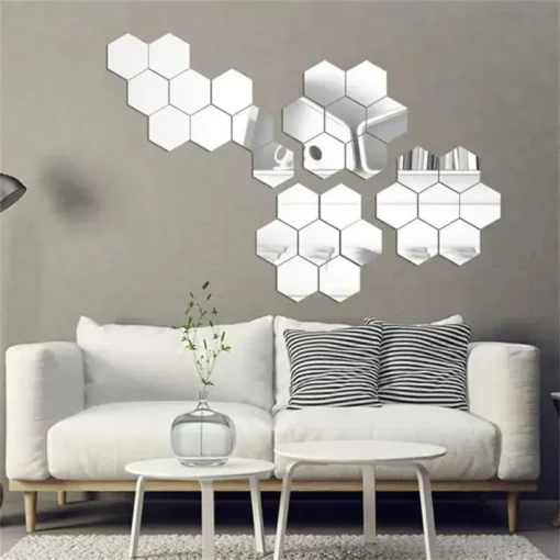 Lots Hexagonal Acrylic Mirror Wall Sticker Mini Mirror Solid Paster Self-adhesive Gold Silver Decals Home Bedroom Art Decoration - Image 6