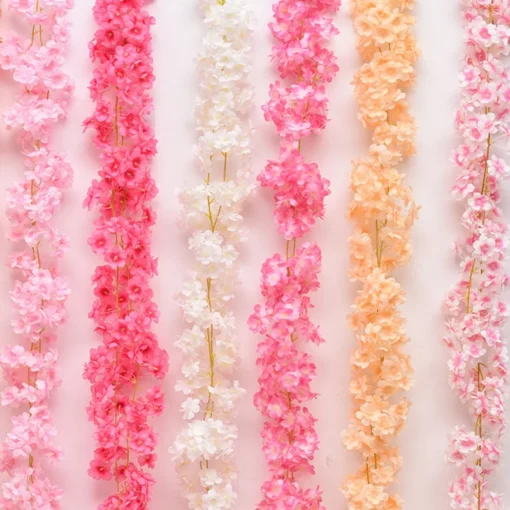 Pink Sakura Artificial Flowers Garland Cherry Blossoms Vines Garden Arch Decor Fake Flower Garland Wedding Party Home Decoration - Image 2