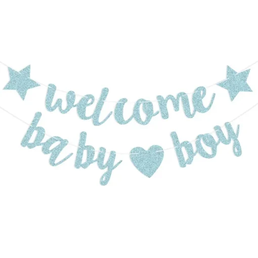 Glitter Welcome Baby Girl Boy Heart Banner Flags Garland for Baby Shower Birthday Gender Reveal Party Background Decoration - Image 6