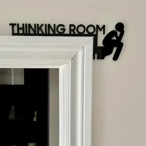1pc Modern Metal Toilet Door Sign - Stylish Thinking Room Wall Sculpture - Home Decor Artwork - Decorative Door Frame Pendant - Image 6