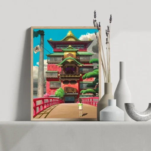1PC Spirited Away Poster Movie Sticky Posters Retro Kraft Paper Sticker DIY Room Bar Cafe Aesthetic Art Wall Painting - Image 2