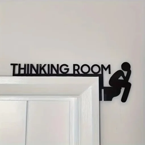 1pc Modern Metal Toilet Door Sign - Stylish Thinking Room Wall Sculpture - Home Decor Artwork - Decorative Door Frame Pendant - Image 3