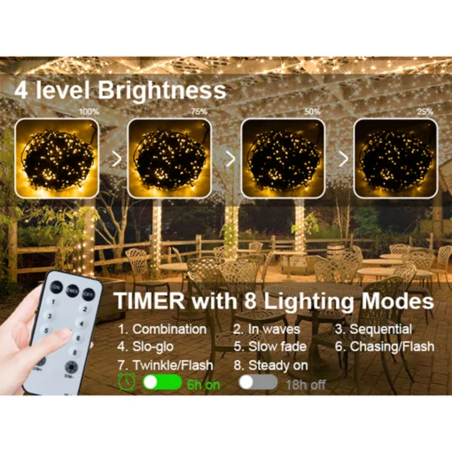 Christmas Lights Outdoor, 197 FT 580 LED Christmas Decorations Lights/Waterproof String Fairy Lights Plug in with 8 Modes and Ti - Image 6